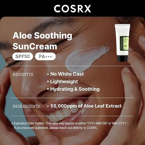 COSRX Aloe Soothing Sun Cream LSF 50, Feuchtigkeitsspendende Sonnencreme mit Aloe Vera, für alle Hauttypen, Gesicht & Körper, Korean Skincare thumbnail 2