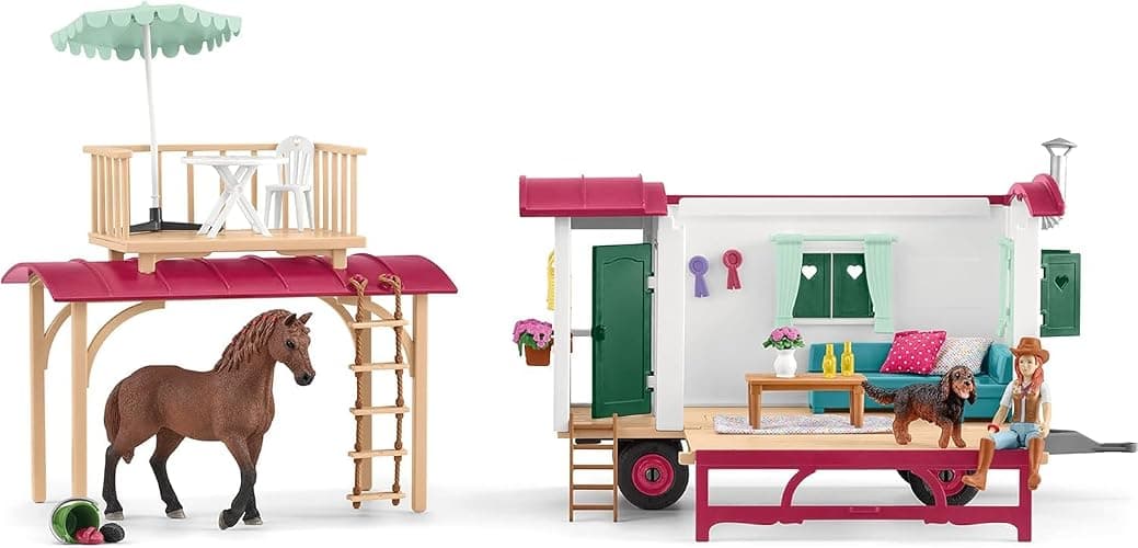 Schleich Horse Club - 113PC Interactive Camping Trip - Car and Camper Caravan Playset with Horse and Rider Figures, Dog Figurine and Accessories for Girls, Boys - Realistic Kids Toys Ages 5+ | 72205 thumbnail 9