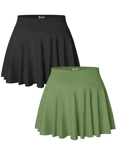 OQQ Women 2 Piece Skirts 2 in 1 Flowy Basic Versatile Stretchy Flared Casual Mini Skirts - Image 1
