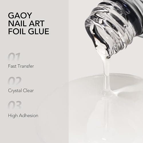 GAOY 16ml Nail Foil Glue, High Adhesion Foil Transfer Gel, UV Nail Polish | High Adhesion Formula, Works with Nail Foils, Nail Stickers & Stamping Plates, UV/LED Cure Required, Easy DIY Nail Art thumbnail 3