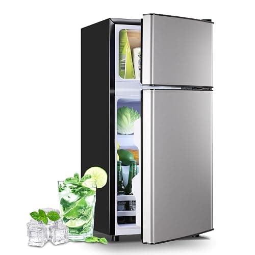 DEMULLER 2.4 Cu.Ft Small Refrigerator with Freezer Dorm Mini Fridge Removable Plastic Shelves Ideal for Home, Office,Dormitory Silver - Image 1