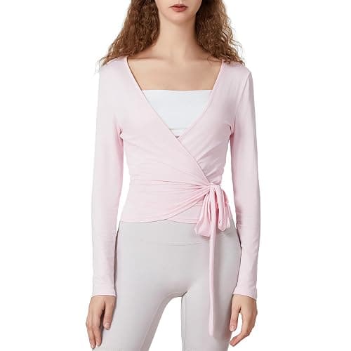 Amiblvowa Women's Long Sleeve Ballet Wrap Top - Image 1