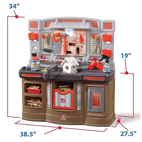 Step2 Big Builders Pro Kids Workbench, Indoor/Outdoor Tool Bench for Children, Interactive Play with Sounds, Made of Durable Plastic, Includes 45 Piece Toy Accessories, For Toddlers 3+ Years Old thumbnail 3