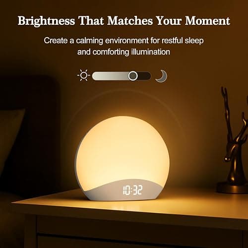 REACHER Sound Machine Sunrise Alarm Clock with Night Light, 26 Nature Inspired Sleep Sounds, 0-100% Dimmable Clock, Sunrise Lamp, Wake Up Light, Brown/Pink/White Noise Machine for Babys, Adults, Kids thumbnail 5