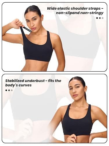 Omwilddo Women's Strappy Sports Bras Light Compression Crop Criss Cross Back Padded Workout Yoga Bra Supportive U Neckline thumbnail 4