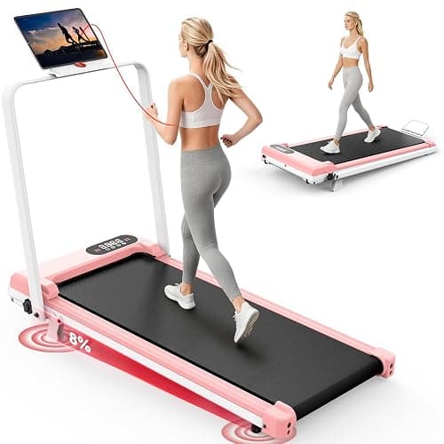Walking Pad Treadmill with Handle Bar,Walking Pad with Incline 8%,2.5HP Quiet Under Desk 320 lbs 2 in 1Treadmills for Home Office,Compact Foldable Walking Pad,Remote Control&LED Display - Image 1