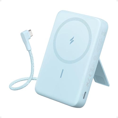 Anker Zolo Magnetic Power Bank, 10,000mAh Wireless Portable Charger with 30W Max Fast Charging, Battery Pack with Built-in USB-C Cable and Adjustable Stand, for iPhone 16/15 Series, AirPods, and More - Image 1
