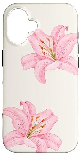 Preppy Cute Hibiscus Flower Pink Beige Floral Case for iPhone 16 - Image 1
