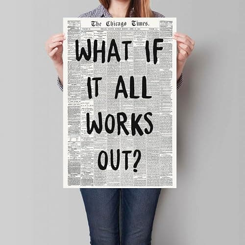 zphvaqd Trendy Newspaper Canvas Wall Art，What If It All Works Out Print，Black and White Poster，Fashion Home Decor for Bathroom Teen Room 12 x 16 in Unframed thumbnail 5