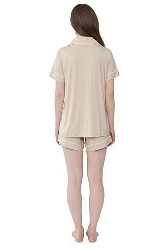 Cherrydew Women Bamboo Viscose Super Soft Comfy Summer Cooling Short Sleeve Button Down Pajama Shorts Set S-XXL thumbnail 7