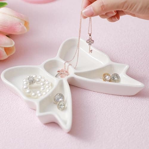❤️LemonRoad Coquette Bow Shaped Ceramic Jewelry Dish Tray Storage Tray Rings Necklace Bracelets Earrings Trays Cosmetics Jewelry Organizer for Coquette Room Decor Gifts thumbnail 7