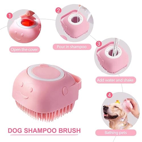 Kemodia 6PCS Pink Dog Washing Kit with Brush, Scrubber, Gloves, Towel & Bag | Dog Brush, Washing Gloves, 39.7" × 20.5" Towel, Shampoo Brush, Bath Scrubber and Big Toiletries Bag thumbnail 3