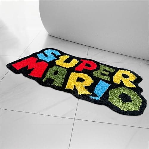 Luxape Mario Rug - Hypebeast Room Decor - Handmade & Premium- 35in (90cm) - Anime bathmat - Designer Rugs - Aesthetic Room Decor - Cute Room Decor Coquette bathmat Decor thumbnail 3