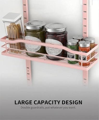 Moforoco Pink 9-Tier Over The Door Pantry Organizer, Pantry Organization and Storage, Black Hanging Basket Wall Spice Rack Seasoning Shelves thumbnail 5