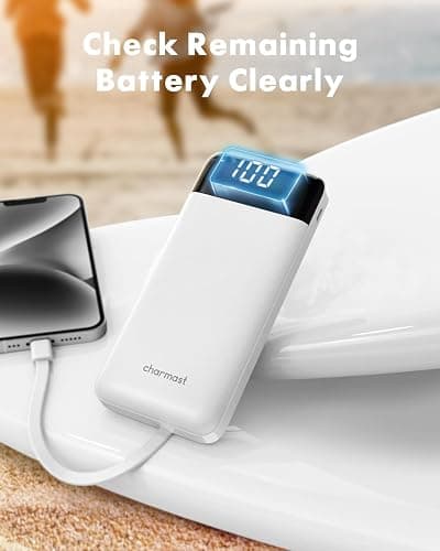 Charmast Portable Charger with Built in Cables, Power Bank with Cords Wires, Slim 10000mAh Travel Battery Pack 6 Outputs 3 Inputs 3A Fast Charging for Samsung Google Pixel LG Moto iPhone iPad thumbnail 7