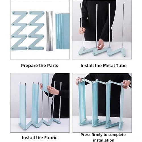 WLLYXUS 4 Tier Foldable Shoe Rack Organizer Free Standing Shoe Rack for Closet Front Door Living Room Entryway, Simple Installation (Blue) thumbnail 3