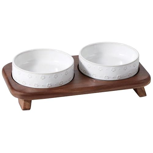 Havniva Ceramic Cat Food Bowl, 6.1" Raised Cat Bowls with Acacia Wood Stand | Elevated Cat Bowls, Whisker Friendly, Extra Wide Opening, Aesthetic Cat Dishes, Elegant Pet Bowls, Food-grade Ceramic, Kitten thumbnail 2