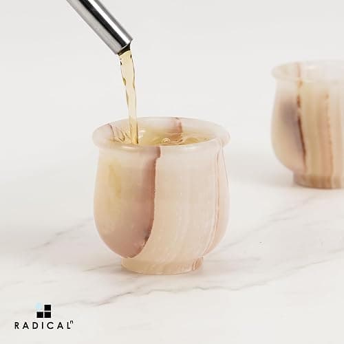 Radicaln Marble Shot Glasses 2" Inches White Onyx handmade Drinking Glasses Set of 2 For Bar accessories, Ideal Vodka, Whiskey and Tequila Glass For Home Bar thumbnail 5