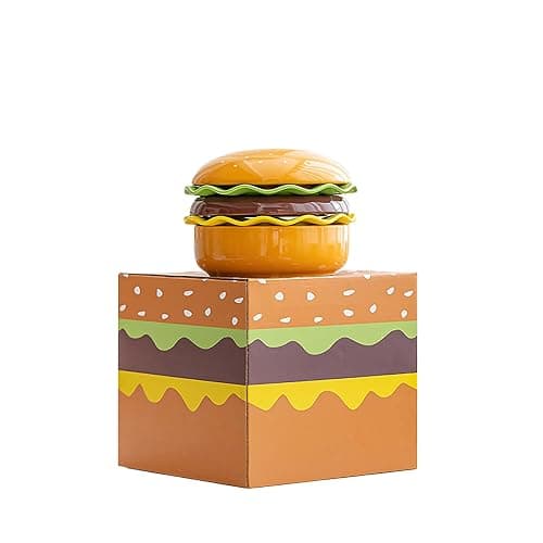 Playful 3D Hamburger Ceramic Plate Set, Playful Stackable Dessert Bowls and Decorative Burger-Shaped Platter Set, Oven Safe and Dishwasher Friendly, Ideal for Parties, Family Dinners, and Kid - Image 1