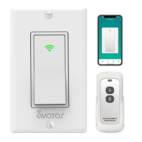 Smart Light Switch with Bluetooth Remote, Single Pole One-Way WiFi Wall Switch, Smart Life App & Voice Control, Compatible with Alexa & Google Assistant, Neutral Wire Required, No Hub Needed - Image 1