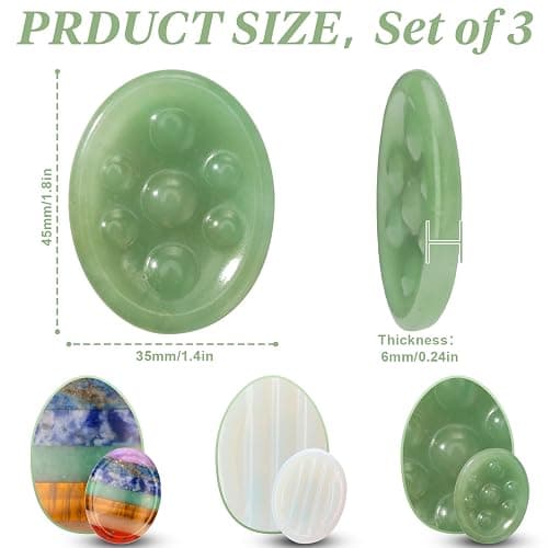 3 Pcs Thumb Worry Stones Green Aventurine Chakra Striped Opalite Anxiety Palm Stone Crystal Hand-Carved Healing Stones with 3 Kraft Cards Grounding Soothing Stones for Anxiety for Relief Meditation thumbnail 2