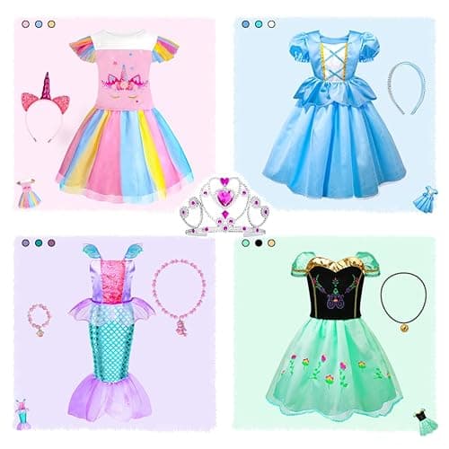 Meland Princess Dress Up - Dress Up Clothes for Girls with Toys,Christmas Birthday Gift for Toddler Girls 3,4,5,6,7,8 Years - Pink thumbnail 7