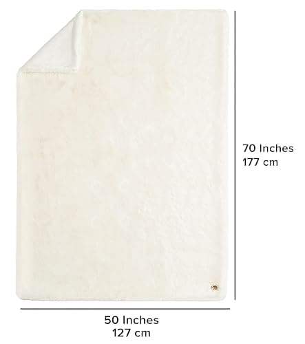 UGG Euphoria Plush Faux Fur Throw Blanket Medium Weight Reversible Luxury Soft Throw for Couch Bed or Chair Hypoallergenic Machine Washable Home Decor Fluffy Blanket, 50-inch x 70-inch, White Snow - White - Throw thumbnail 3