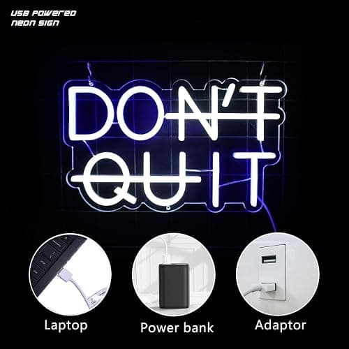 Neon Signs for Wall Decor - LED Neon Light Sign for Bedroom, Man Cave, Bar & Pub - USB Powered Decorative Wall Art for Christmas, Birthday Party & Living Room (DON'T QUIT) thumbnail 6