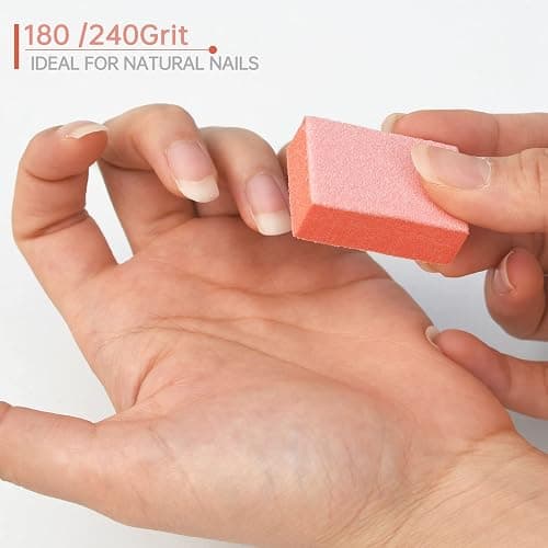 Maryton Mini Nail Buffer Blocks - 180/240 Grit Professional Salon Orange Buffers - Buff Nails Prior to Application of Gel Polish, Acrylic, 50 Count thumbnail 4
