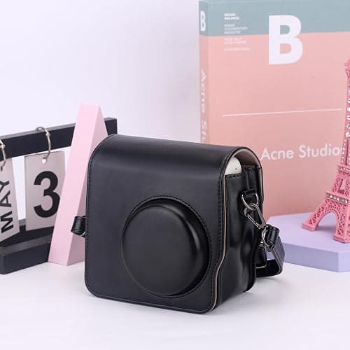 Frankmate Camera Case Compatible with Fujifilm Instax Mini SE/7+/7s/7c, PU Leather Carrying Bag with Adjustable Shoulder Strap (Black) thumbnail 2