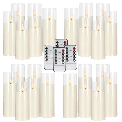 CAKETYCG 24-Pack LED Flameless Candles(14/16/18cm) with 4 Timers Remote - 3D Flickering Flame, Clear, Perfect Decor for Home & Events. thumbnail 4