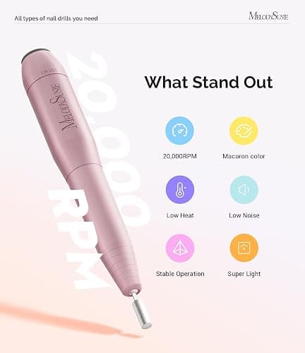 MelodySusie Pen-Shaped Portable USB Nail Drill, PC120I 20000RPM Electric Nail File with Compact Design for All Nail Care, Manicure Polishing, Shaping & Gel Removal at Home for Beginners thumbnail 5