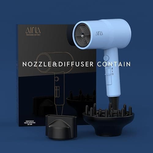 AINA Diffuser Hair Dryer Full-Featured Blow Dryer 110V/1600W(Baby Blue) | 3 Heat/2 Speed;Cold shut button;Lightweight;Compact Size;High Temp;Low Airflow;Same Results;Less Expense thumbnail 5