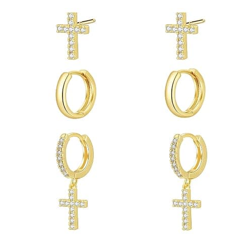 SELFROSE Stack Earrings For Women,Dainty 14K Gold Plated Pearl Hoop Huggie Earring Set Cute Chain Cartilage Earring Stack Trendy Hypoallergenic Long Drop Stud Earrings Jewelry - Image 1