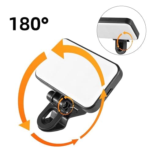 Clip on Selfie Light - Rechargeable Makeup Clip on Lamp,Rotatable Fill Light for Travel Live Streaming Home Studio Conference Selfie Video Recording Vlogging Photography thumbnail 8
