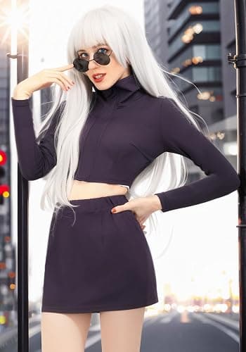DAZCOS Anime Womens Cosplay Costume US Size Set Bodycon Crop Shirt and Skirt with Glasses for Party Halloween thumbnail 5