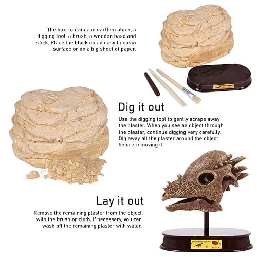 ArtCreativity Dinosaur Excavation Kit for Kids, 5.5” Pachycephalosaurs Skull Excavating Set with Fossil Digging Tools and Stand, Fun Science Activity Toy, Educational Dinosaur Gift for Boys and Girls thumbnail 5