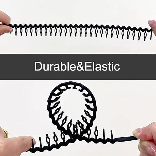 ULTIMUTE 8 PCS Fashion No Slip Effortless Plastic Headbands with Teeth Comb Black Skinny Hair Accessories Bands for Women Men Teen Girls, Matte Black thumbnail 5