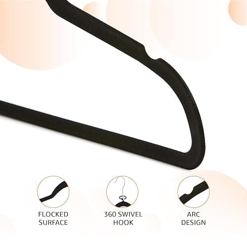 Amazon Basics Slim Velvet, Non-Slip Suit Clothes Hangers, Pack of 30, Black thumbnail 4