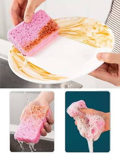 METUUTER 12-Count Kitchen Sponges- Compressed Cellulose Sponges Non-Scratch Natural Dish Sponge for Kitchen Bathroom Cars, Funny Cut-Outs DIY for Kids thumbnail 5