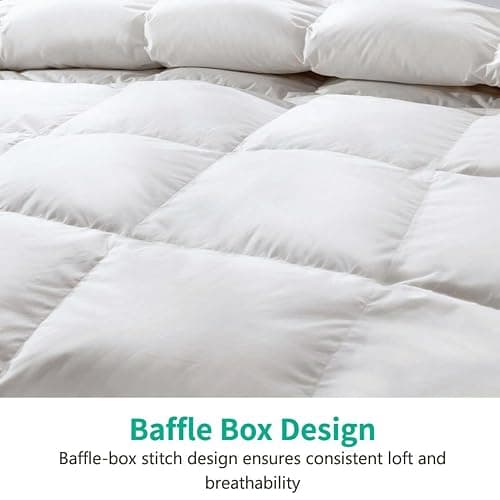 APSMILE Lightweight Down Feather Fibers Comforter Full/Queen Size, Fluffy Duvet Insert for Warm Weather/Hot Sleepers -Ultra Soft 100% Organic Cotton Cover, High FP Summer Duvet (White, 90x90) thumbnail 6