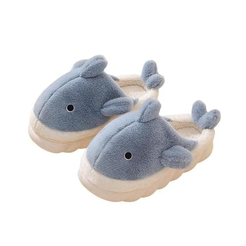 Zuwxeu Plush Home Slippers for Men and Women, Cartoon Shark Animal Cotton Slippers, Winter Indoor Warm Soft and Comfortable Thick-soled Shoes - Image 1