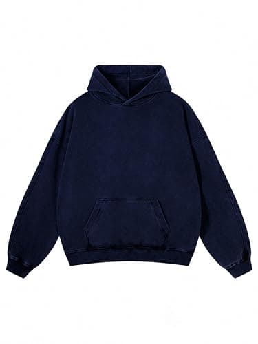 Adenorah Mens Oversized Hoodies Pullover Women Fall Acid Wash Plain Preppy Hoodie Streetwear Cotton Vintage Hooded Sweatshirt - Image 1