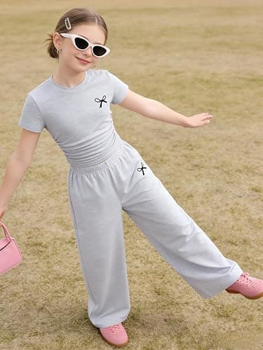 Afsmlys Tween Girls Clothes T-Shirt Top + Pants 2pcs Outfit Set Teen Girl Spring Summer Clothing, Size 7-16 Years thumbnail 5