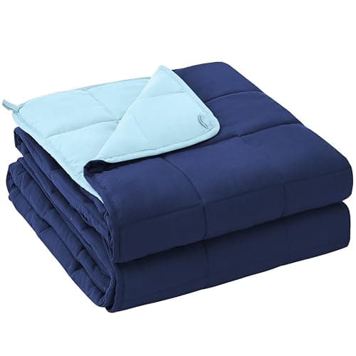 yescool Weighted Blanket for Adults (25 lbs, 60" x 80", Navy & Blue) Cooling Heavy Blanket for Sleeping Perfect for 240-260 lbs, Queen Size Breathable Blanket with Premium Glass Bead, Machine Washable - Image 1