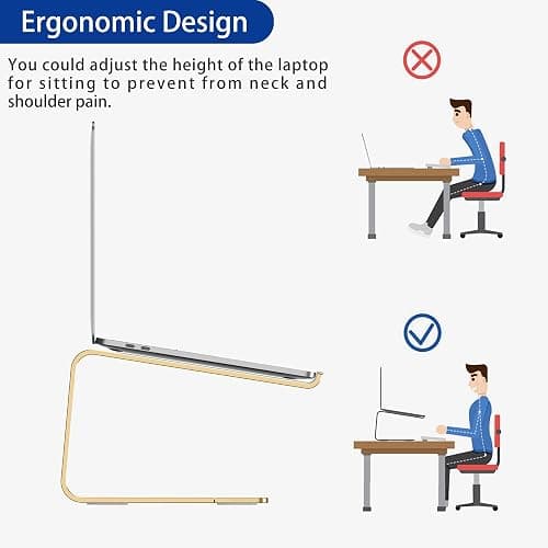Aluminum Laptop Stand, Ergonomic Detachable Computer Stand, Riser Holder Notebook Stand Compatible with Air, Pro, Dell, HP, Lenovo More 10-15.6" Laptops, Gold thumbnail 8