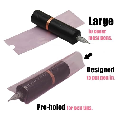 MIUXIA 200 Pink Tattoo Pen Covers & 4 Grip Tapes - Large Tattoo Machine Covers & Tattoo Tape Wrap - Tattoo Supplies thumbnail 4