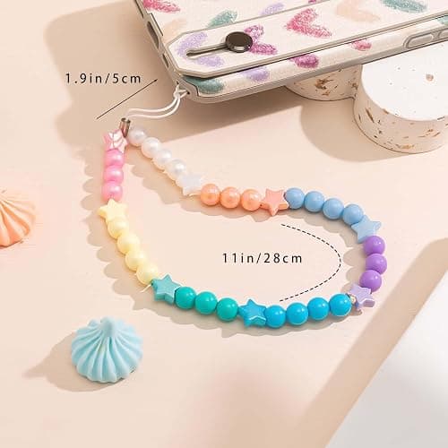 Staqlo Beaded Phone Charm Cute Fixed Beads Pearl Wristlet Chain Camera Wrist Strap CarKey Lanyard thumbnail 3