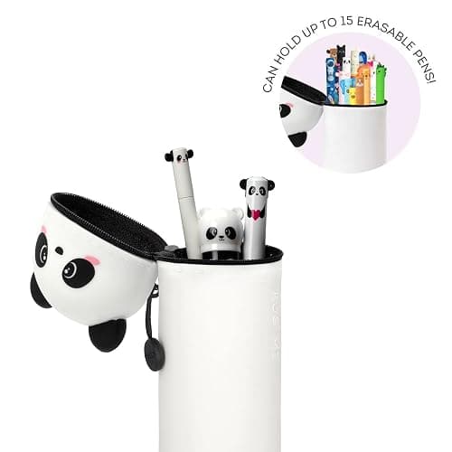 Legami - Estuche escolar Kawaii 2 en 1 de silicona blanda, tema Panda, portabolígrafos de mesa, cremallera, lápices de colores rotuladores, H 18,5 cm thumbnail 2