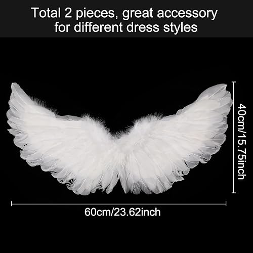 Gejoy Angel Wings 2 Pack Feather Halloween Costume for Women Girls | Elastic Straps Fit, Cosplay Ready, Angel Feather Wings, 2 Pack Set, Small Angel Costume for Women Girls Party thumbnail 2